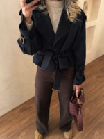 ترنچ کت کراپ سرمه ای - Image 2