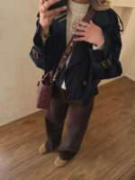 ترنچ کت کراپ سرمه ای - Image 5