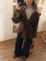 ترنچ کت قهوه ای یقه ایستاده - Image 2