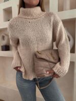 پلیور یقه اسکی کرم - Image 3