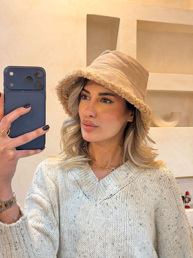 IMG_9233 کلاه باکت دو رو رنگ کرم - Image 1