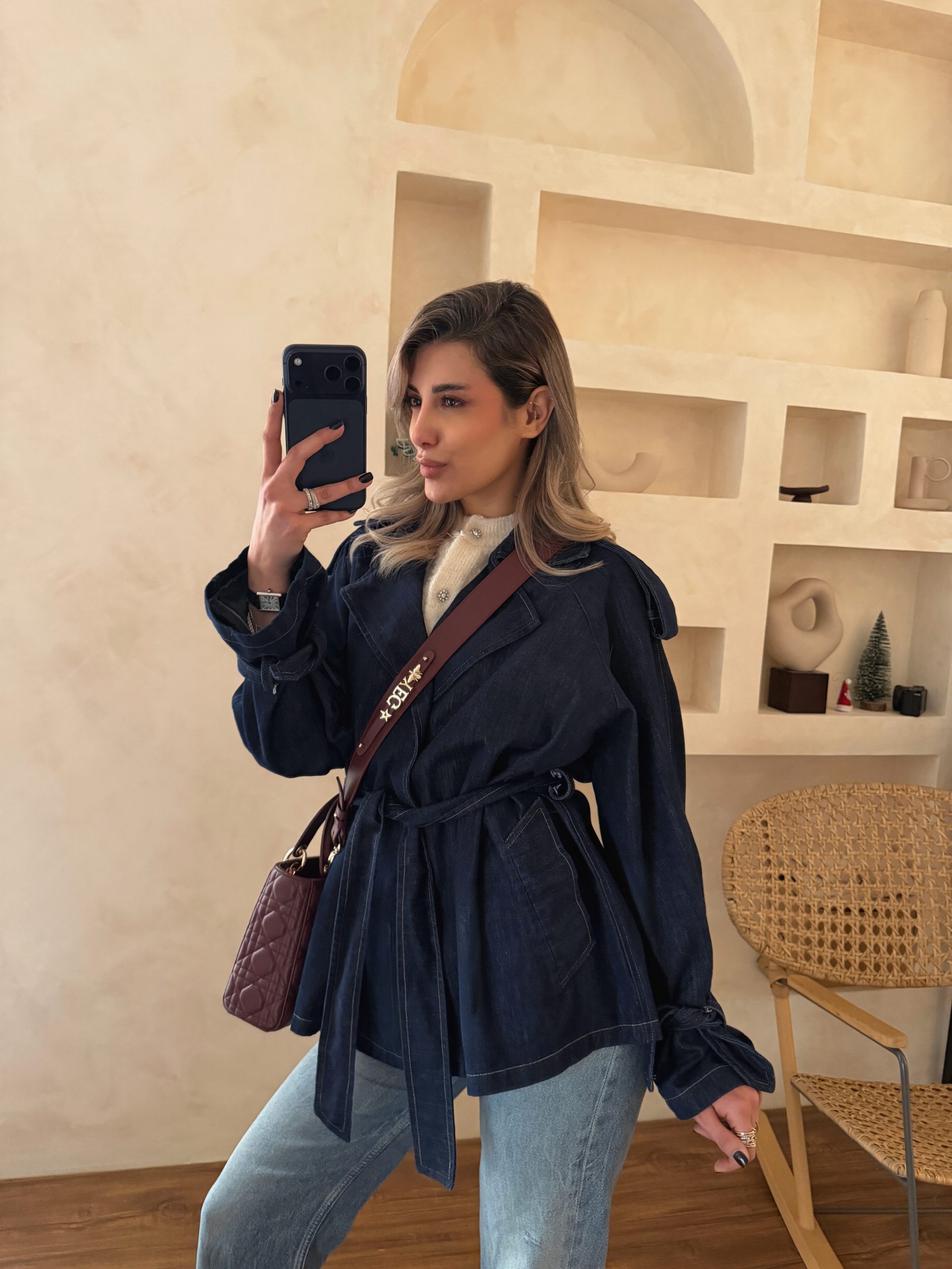 Edited in Tezza with: Cocoa کت جین سرمه ای متوسط - Image 1