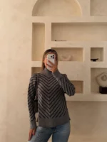 پلیور V-line طوسی مشکی - Image 2