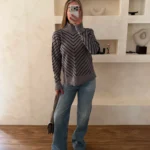 پلیور V-line طوسی مشکی