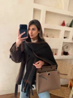 شال  دورنگ مشکی موکایی