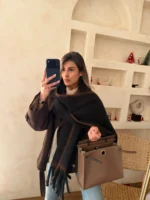 شال  دورنگ مشکی موکایی - Image 2