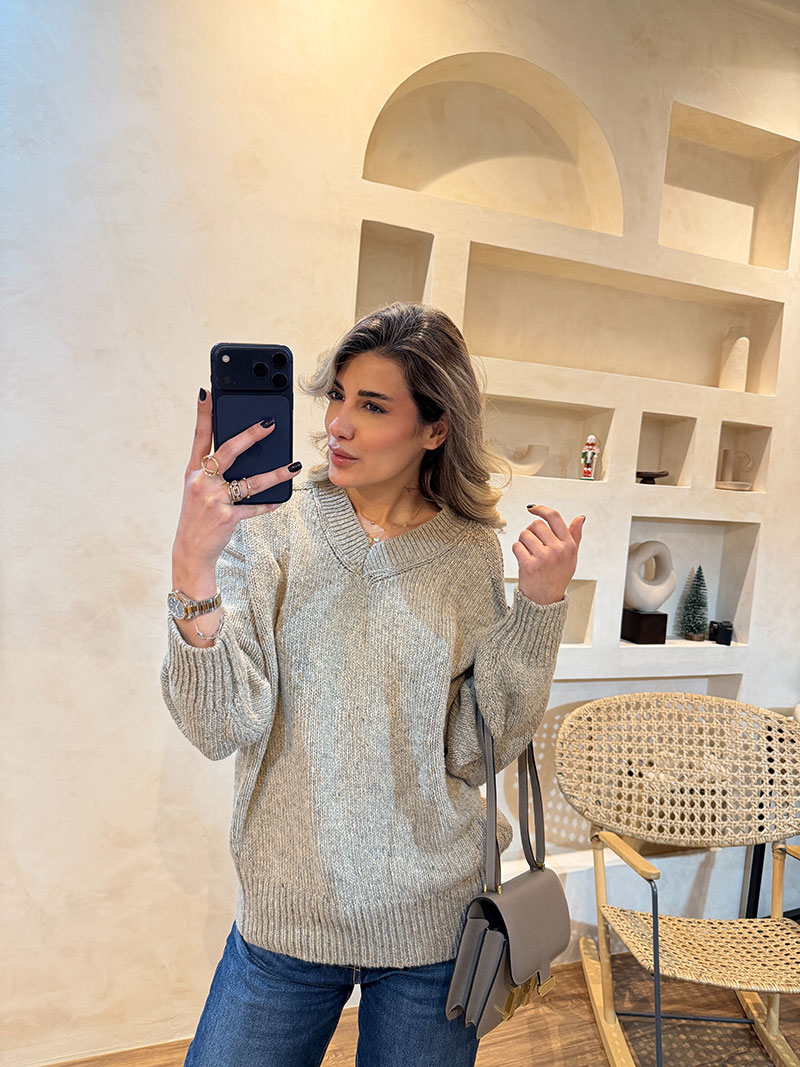 دونه برفی (3) پلیور دونه برفی کرم خاکی - Image 1