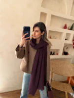 شال تک رنگ زرشکی - Image 2