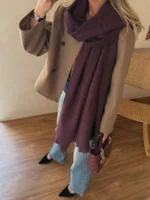 شال تک رنگ زرشکی - Image 3