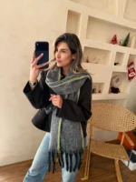 شال دورنگ فسفری طوسی - Image 2