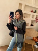 بیگ اسکارف دورنگ فسفری طوسی - Image 2