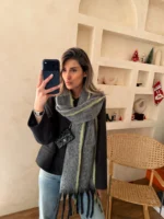 شال دورنگ فسفری طوسی