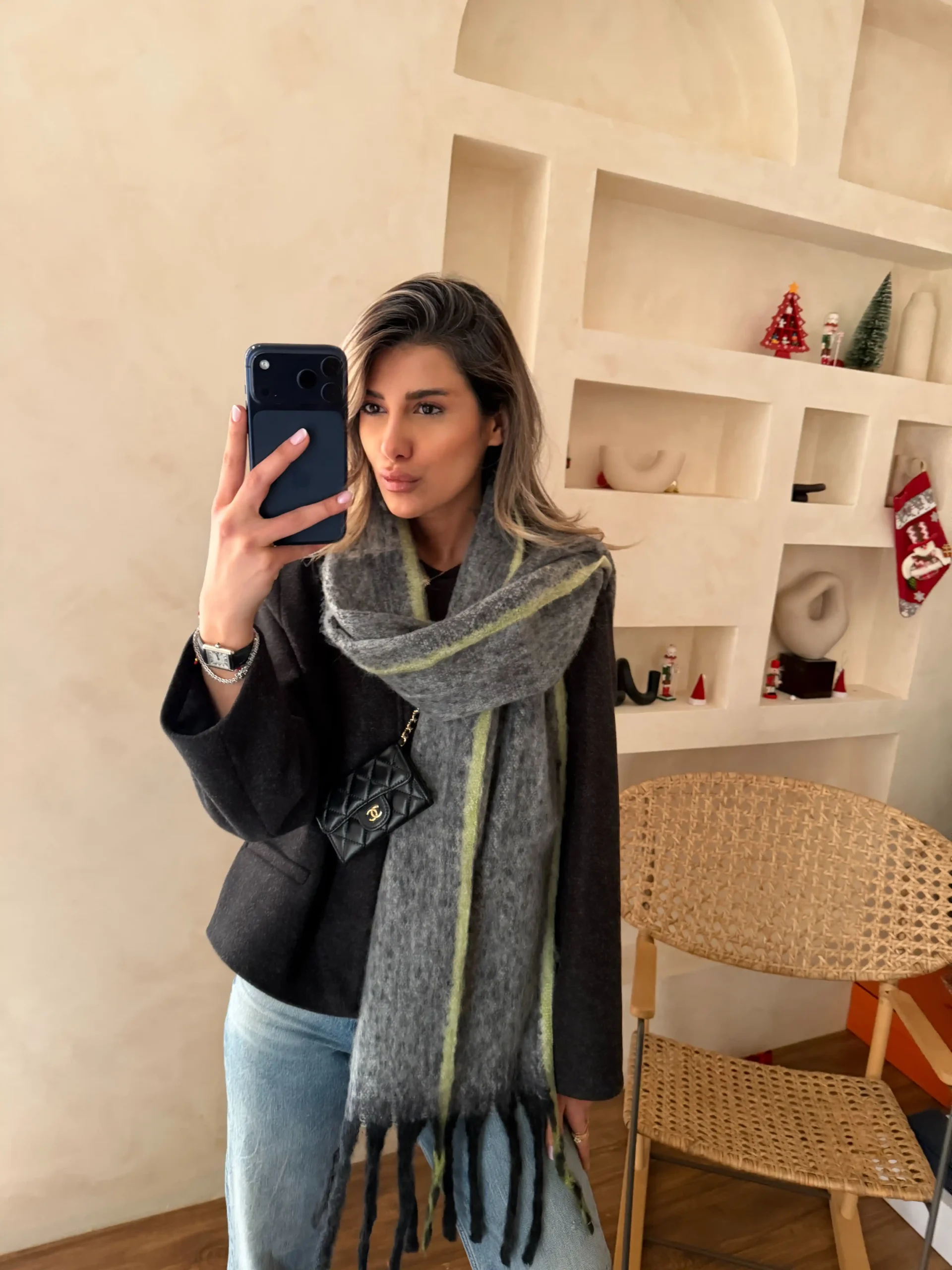 طوسی فسفوری ۲ شال دورنگ فسفری طوسی - Image 1