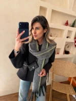 شال دورنگ فسفری طوسی - Image 3