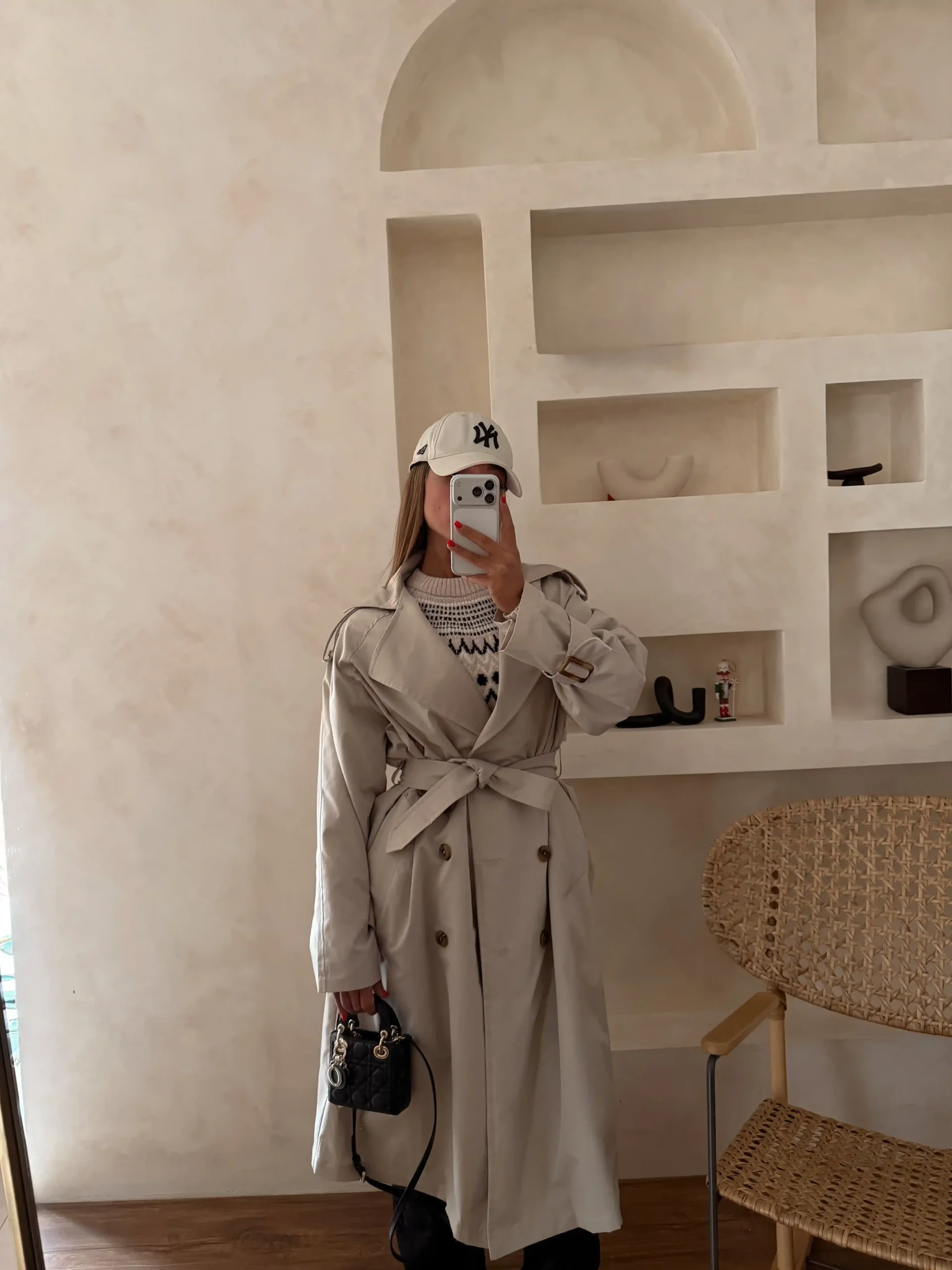 پرشات استخونی کلاسیک ترنچ کت کلاسیک بلند استخوانی 2 - Image 1