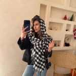 شال چهارخونه سفید مشکی