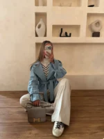 CATTLEYA | Sky Denim Cropped Trench - Image 4