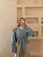 CATTLEYA | Sky Denim Cropped Trench - Image 2