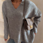 پلیور یقه هفت طوسی