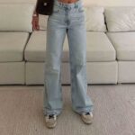 شلوار جین وایدلگ PULL&BEAR آبی