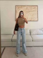 شلوار جین وایدلگ PULL&BEAR آبی - Image 5