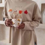 تیشرت آستین بلند طرح پاییزه