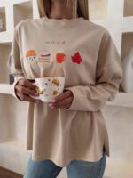 تیشرت آستین بلند طرح پاییزه