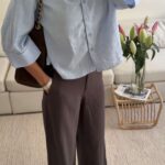 شومیز RELAXED LINEN 100% MANGO رنگ SKY BLUE