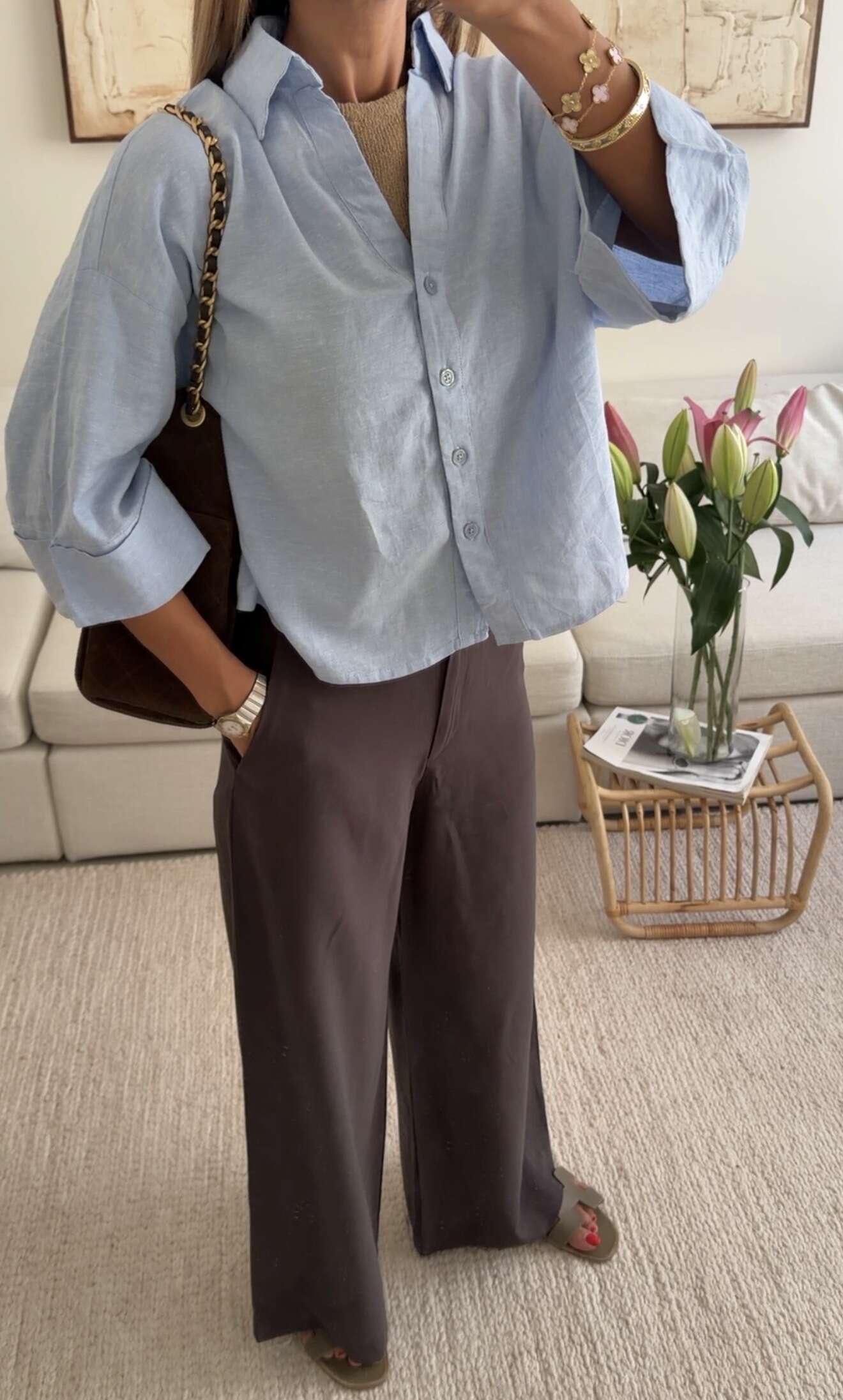 Screenshot شومیز RELAXED LINEN 100% MANGO رنگ SKY BLUE - Image 1