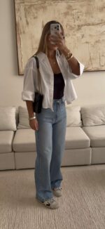 شومیز RELAXED LINEN 100% MANGO رنگ سفید - Image 2