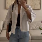 شومیز RELAXED LINEN 100% MANGO رنگ سفید