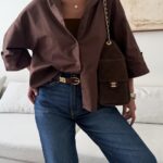 شومیز لینن H&M رنگ موکا تیره