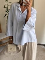 شومیز لینن H&M رنگ آبی اسکای