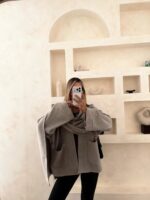 پالتو شال دار خاکی - Image 2
