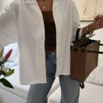 شومیز لینن H&M رنگ سفید