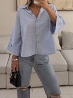 شومیز RELAXED LINEN 100% MANGO رنگ SKY BLUE