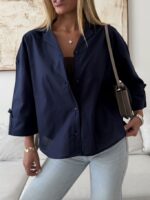 شومیز لینن H&M رنگ سرمه ای