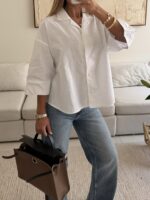 شومیز لینن H&M رنگ سفید - Image 3