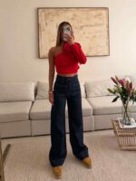 شلوار واید لگ ANKO دو جیب جلو – رنگ سرمه‌ای (Navy) - Image 3