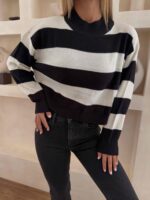 پلیور راه راه سفید مشکی زارا