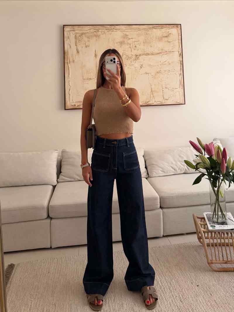 navyy شلوار واید لگ ANKO دو جیب جلو – رنگ سرمهای (Navy) - Image 1