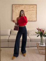 شلوار واید لگ ANKO دو جیب جلو – رنگ سرمه‌ای (Navy) - Image 2