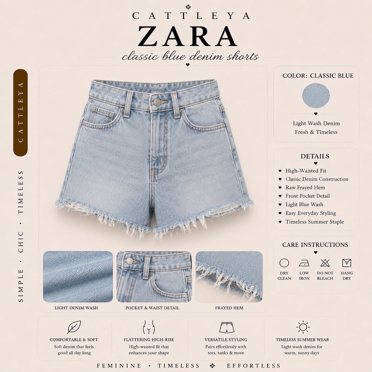 za Large ZARA | Classic Blue Denim Shorts - Image 1