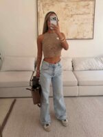 شلوار جین وایدلگ PULL&BEAR آبی - Image 3