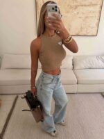 شلوار جین وایدلگ PULL&BEAR آبی - Image 4