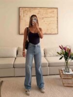 شلوار جین واید لگ H&M رنگ Soft Light