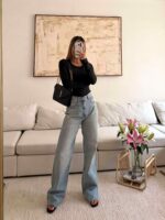 شلوار جین واید لگ ZARA آبی روشن - Image 3