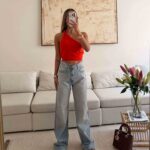 شلوار جین واید لگ ZARA آبی روشن