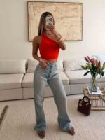 شلوار جین واید لگ ZARA آبی روشن - Image 2