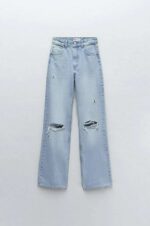 شلوار زاپ دار استریت ZARA آبی WIDE LEG - Image 2